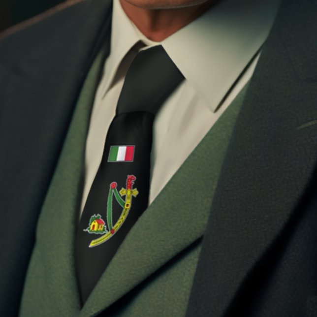 Gravata Cartaz italiano siciliano Ás de Espadas Nostalgia  (Italian Ace of Swords 
Dark Grey Tie)