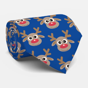 Gravata Cartoon Bonito Reindeer Padrão de Natal Diversão A