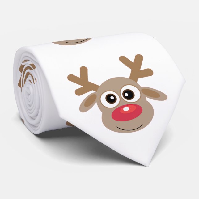 Gravata Cartoon Bonito Reindeer Padrão Natal Divertido Bra (Rolled)