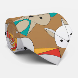 Gravata Cartoon Colorida Fox