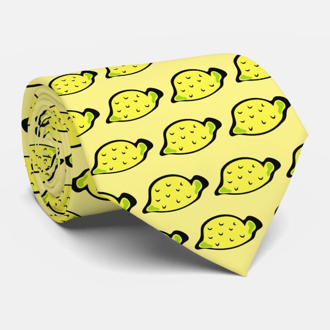 Gravata Cartoon Lemons Bright Yellow (Rolled)