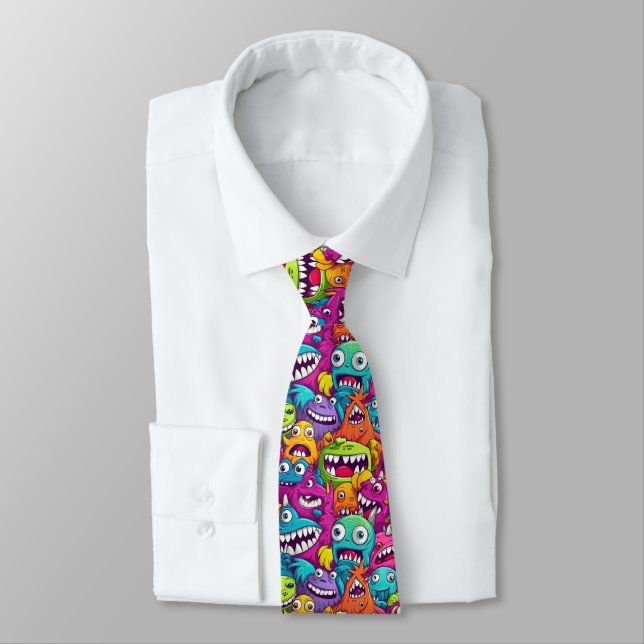 Gravata Cartoon Monsters Necktie (Amarrado)