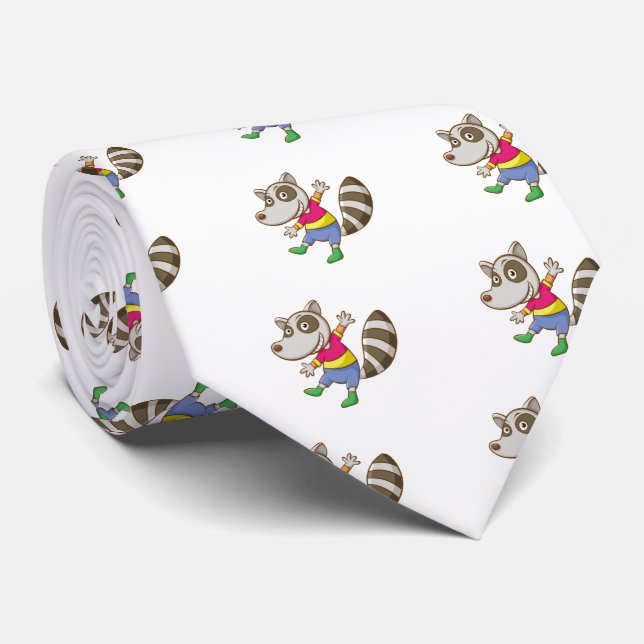 Gravata Cartoon Raccoon (Rolled)