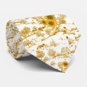 Gravata Casa de Campo Flor de Girassol Amarelo Toile Cotta