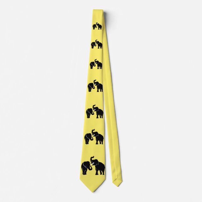Gravata Casal Elefante de Coluna Personalizada - Amarelo (Frente)