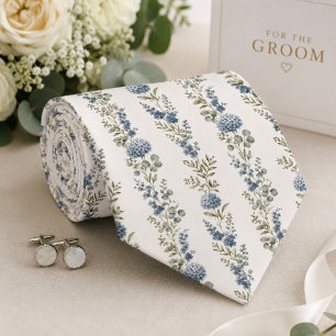 Gravata Casamento Azul Poeirento Botânico Elegante