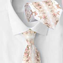 Gravata Casamento Borboleta Rosa Elegante Branco