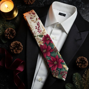 Gravata Casamento Botânico de Natal com Poinsettia Borgonh