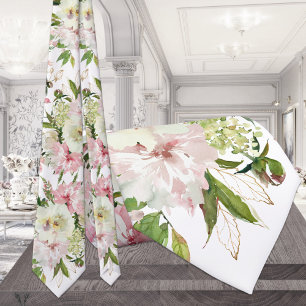 Gravata Casamento Branco Cor-de-rosa e verde