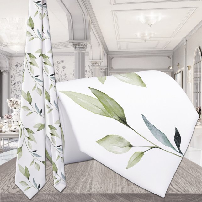 Gravata Casamento Branco Eucalyptus Leaf Greenery Elegance (Criador carregado)