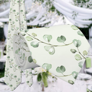 Gravata Casamento Branco Verde Eucalyptus Blush Sage