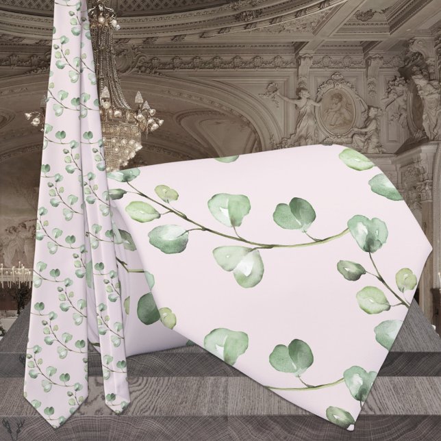 Gravata Casamento Cinzento Eucalyptus Blush (Criador carregado)