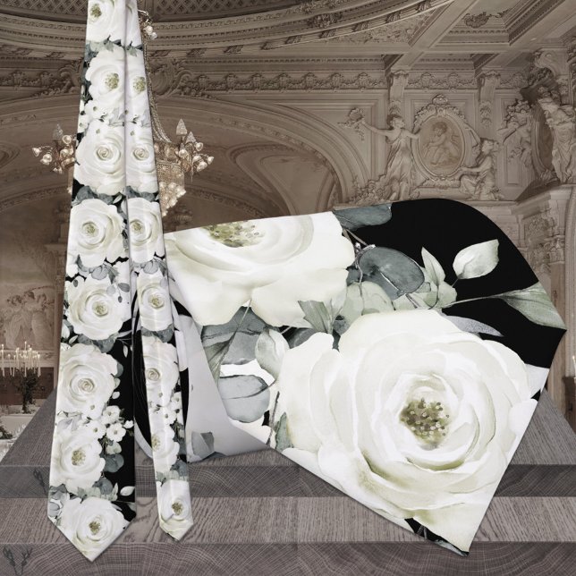 Gravata Casamento com a Greenerescência de Peônias Pretas  (Criador carregado)