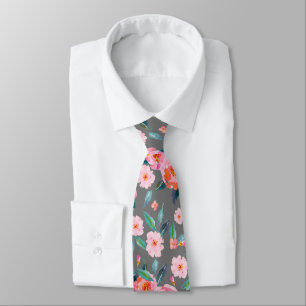 Gravata Casamento com Rosa de de Aquarela de Cinza Rosa