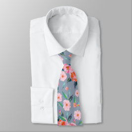 Gravata Casamento com Rosa de Padrão de Cor de Água Azul,