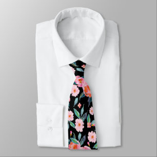 Gravata Casamento com Rosa de Padrão de Cor de Água Pret