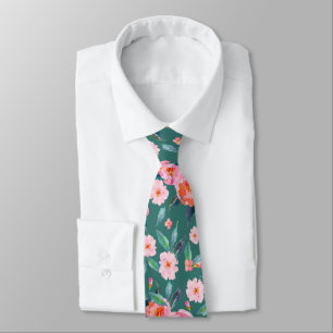 Gravata Casamento com Rosa de Padrão de Cor Verde Verde-R