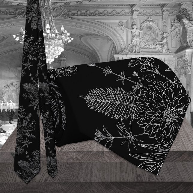 Gravata Casamento das Flores do Jardim Negro e Branco Mode (Criador carregado)