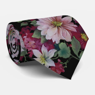 Gravata Casamento de Blush Black Floral