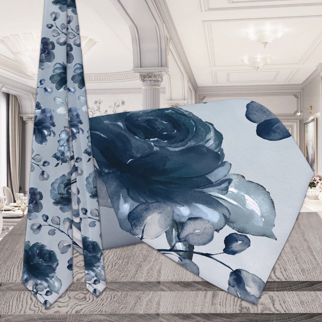 Gravata Casamento de Cinzas marinhos de Pêonias Azuis Dust (Criador carregado)