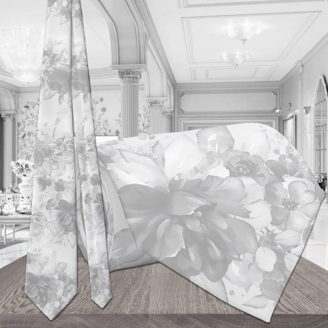 Gravata Casamento De Cinzas Pálidas Em Cascata Branca (Criador carregado)