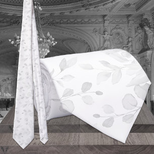Gravata Casamento de Eucalipto Branca Sobre Branco Quase I