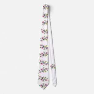 Gravata Casamento de Groom Floral Rosa