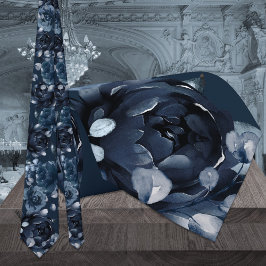 Gravata Casamento de Jardim de Peônia Azul Marinho com Euc