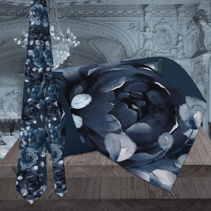 Gravata Casamento de Jardim de Peônia Azul Marinho com Euc