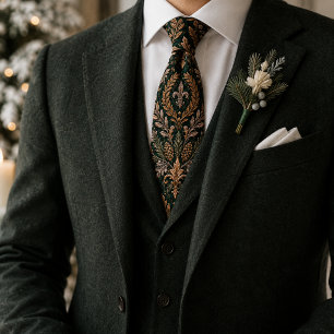Gravata Casamento de Luxo Barroco de Inverno Esmeralda