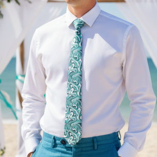 Gravata Casamento de mármore azul-turquesa