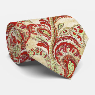 Gravata Casamento de Paisley com Gatsby Vermelho e Dourado