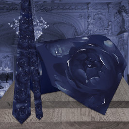 Gravata Casamento de Peônia Safira Azul Marinho