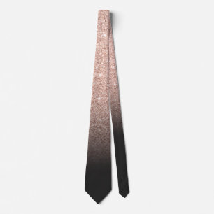 Gravata Casamento de rosa de ouro preto-ombre-brilho