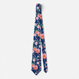 Gravata Casamento de Rosa de Padrão de Cor de Água Azul, M