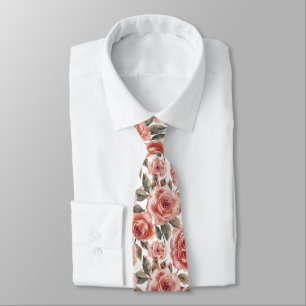Gravata Casamento de Rosas Rosa Bege Elegante Aquarela