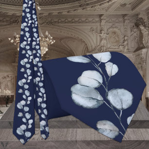 Gravata Casamento Elegante Azul Naval e Eucalipto Azul Poe