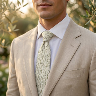 Gravata Casamento Elegante com Galho de Oliveira & Eucalip