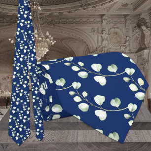 Gravata Casamento Elegante Eucalyptus Azul-marinho