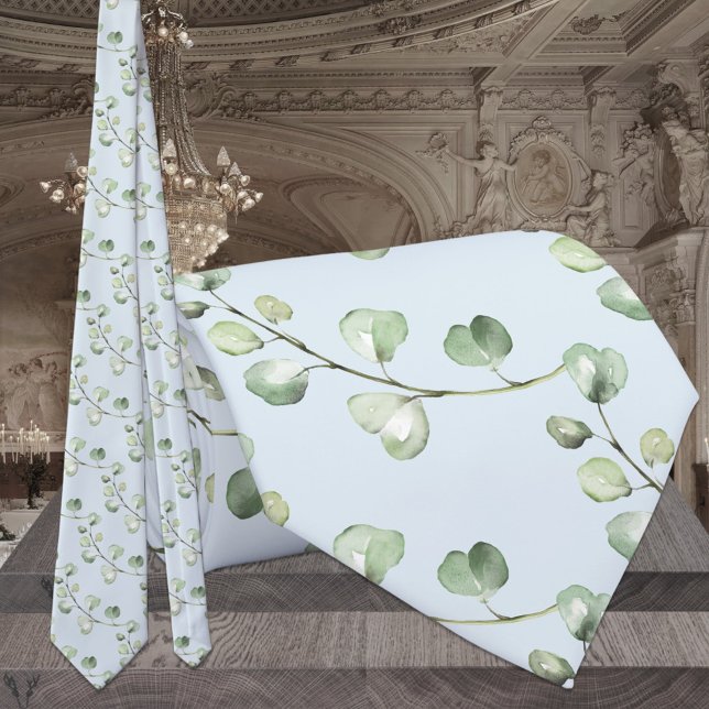 Gravata Casamento Elegante Eucalyptus Verde Azul (Criador carregado)
