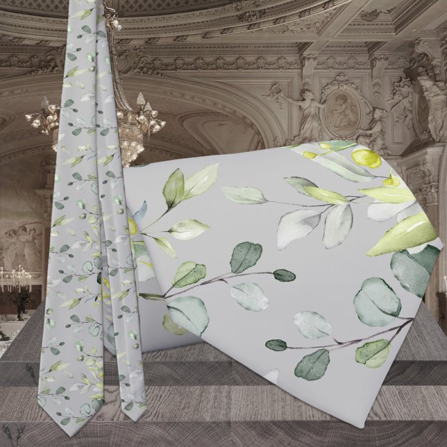 Gravata Casamento Elegante Eucalyptus Verde - Cinza de Tau (Criador carregado)