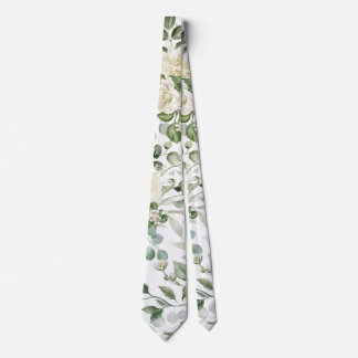 Gravata Casamento Elegante Floral Branco Vintage