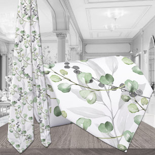 Gravata Casamento em Aquarela Elegante com Verdura de Euca