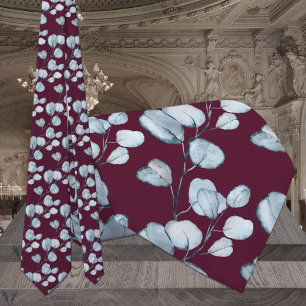 Gravata Casamento Eucalyptus Azul com Raspberry Red Dusty