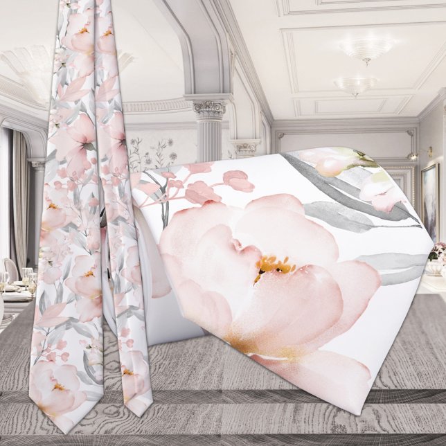 Gravata Casamento Eucalyptus com Cinzas de Prata Rosa-Rosa (Criador carregado)