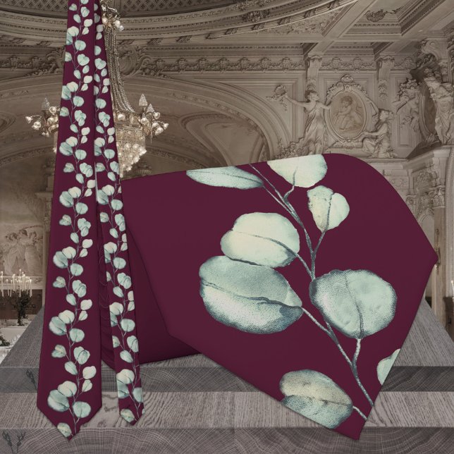 Gravata Casamento Eucalyptus com Framboesa Vermelha (Criador carregado)