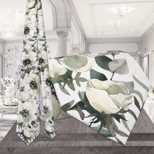 Gravata Casamento Eucalyptus Verde com Anêmonas Brancas V