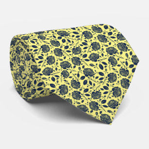 Gravata Casamento Floral Azul Amarelo, Torneio De Pescoço 
