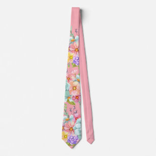 Gravata Casamento floral, cor-de-rosa, Neck Tie