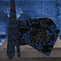 Casamento Floral Damasco Gótico Preto e Azul